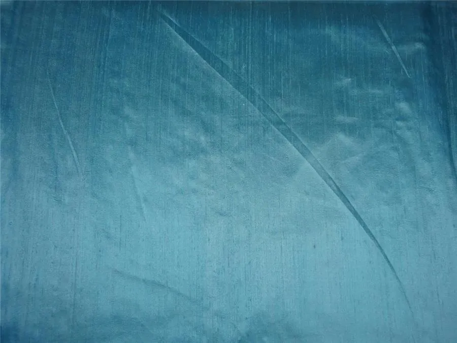 100% PURE SILK DUPIONI FABRIC DUSTY PASTEL BLUE colour 54&quot; wide WITH SLUBS*