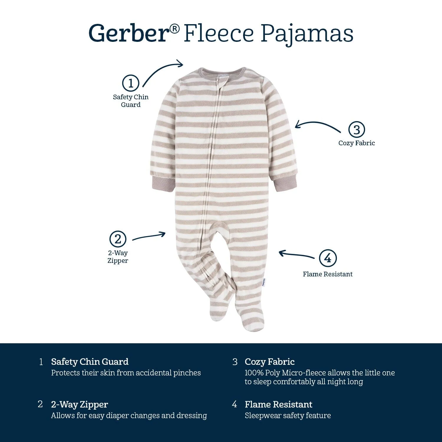 2-Pack Baby & Toddler Neutral Grey Penguins Fleece Pajamas