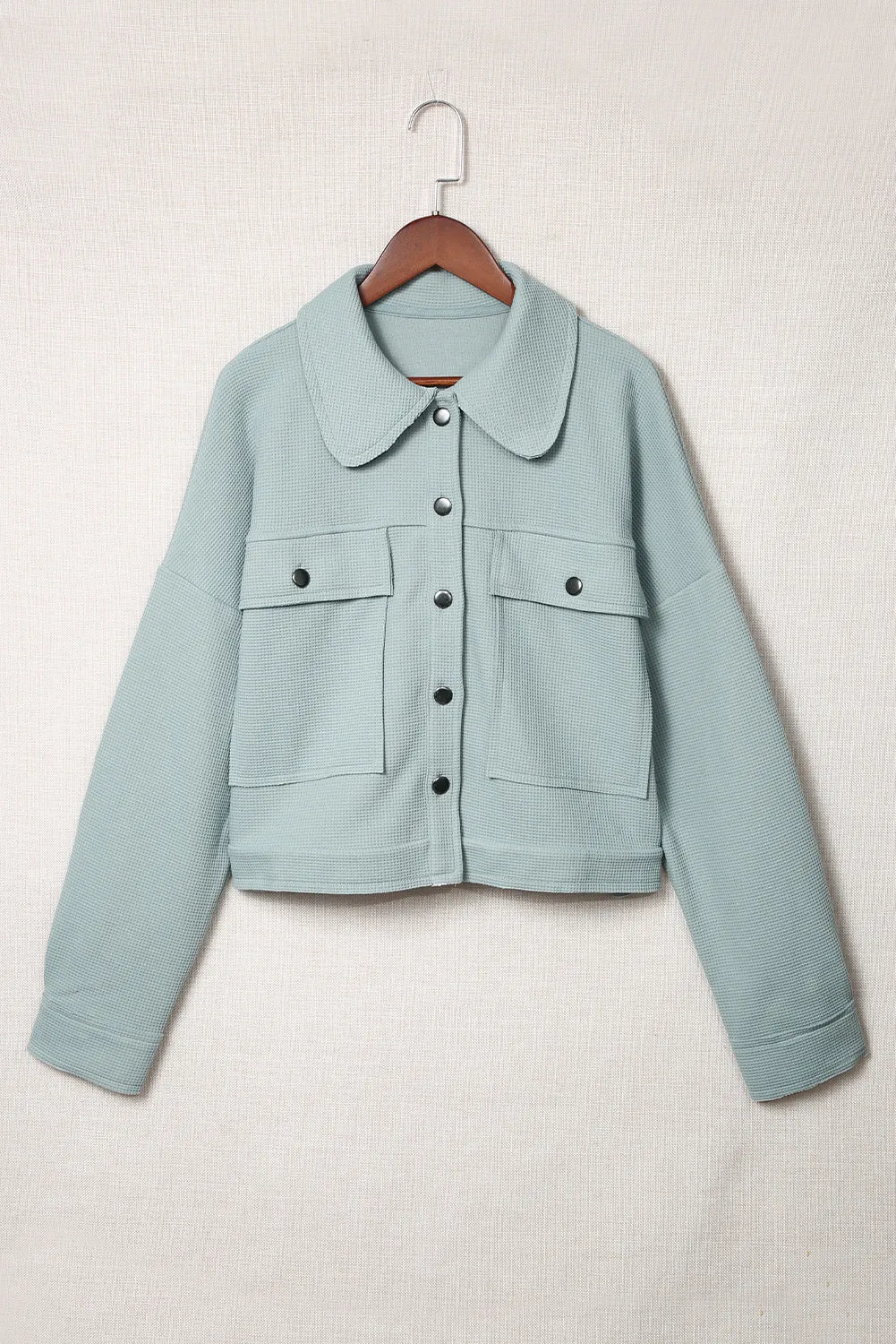 Amaris Waffle Knit Buttons Cropped Jacket