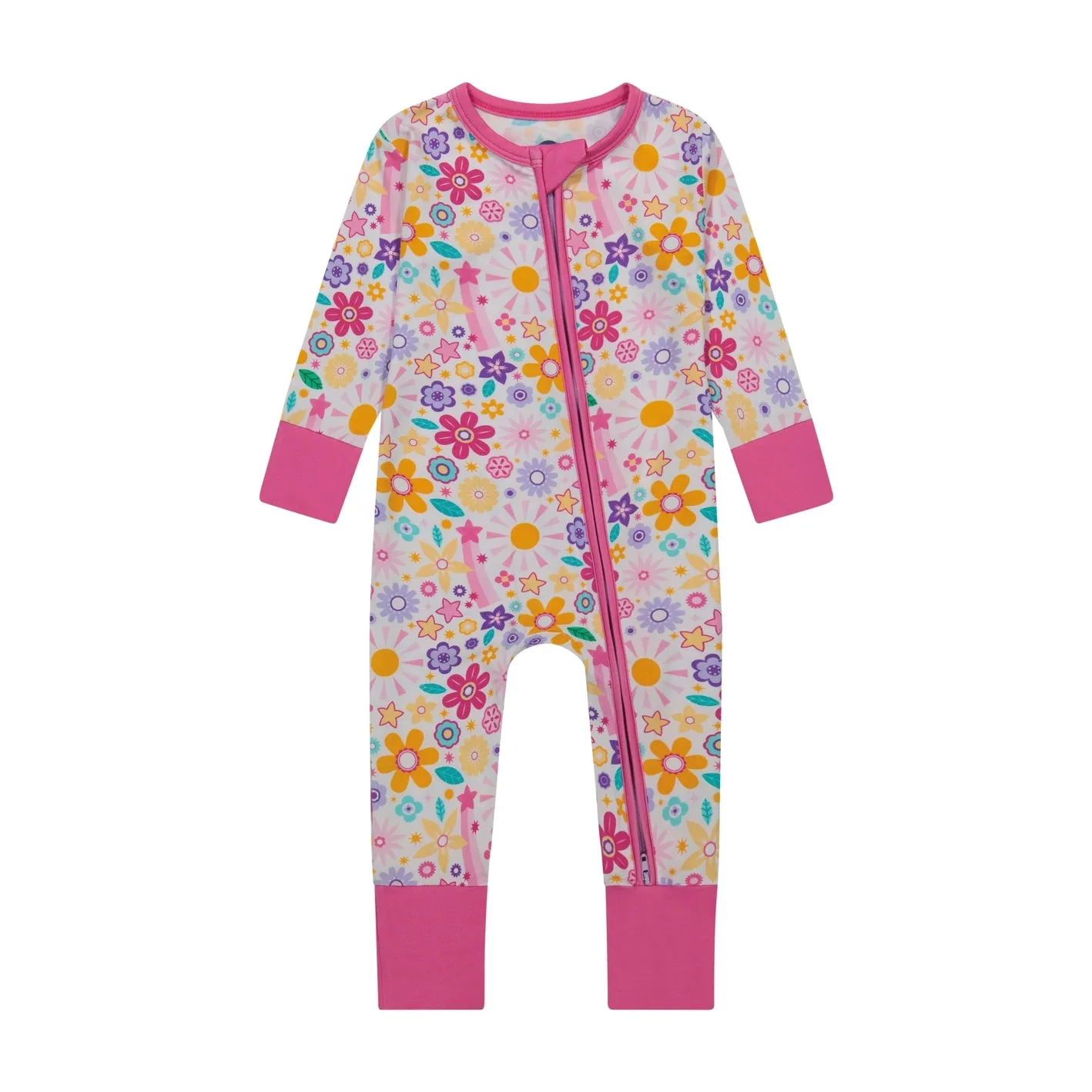 Bird & Bean Bamboo Footless Romper - Flower Power