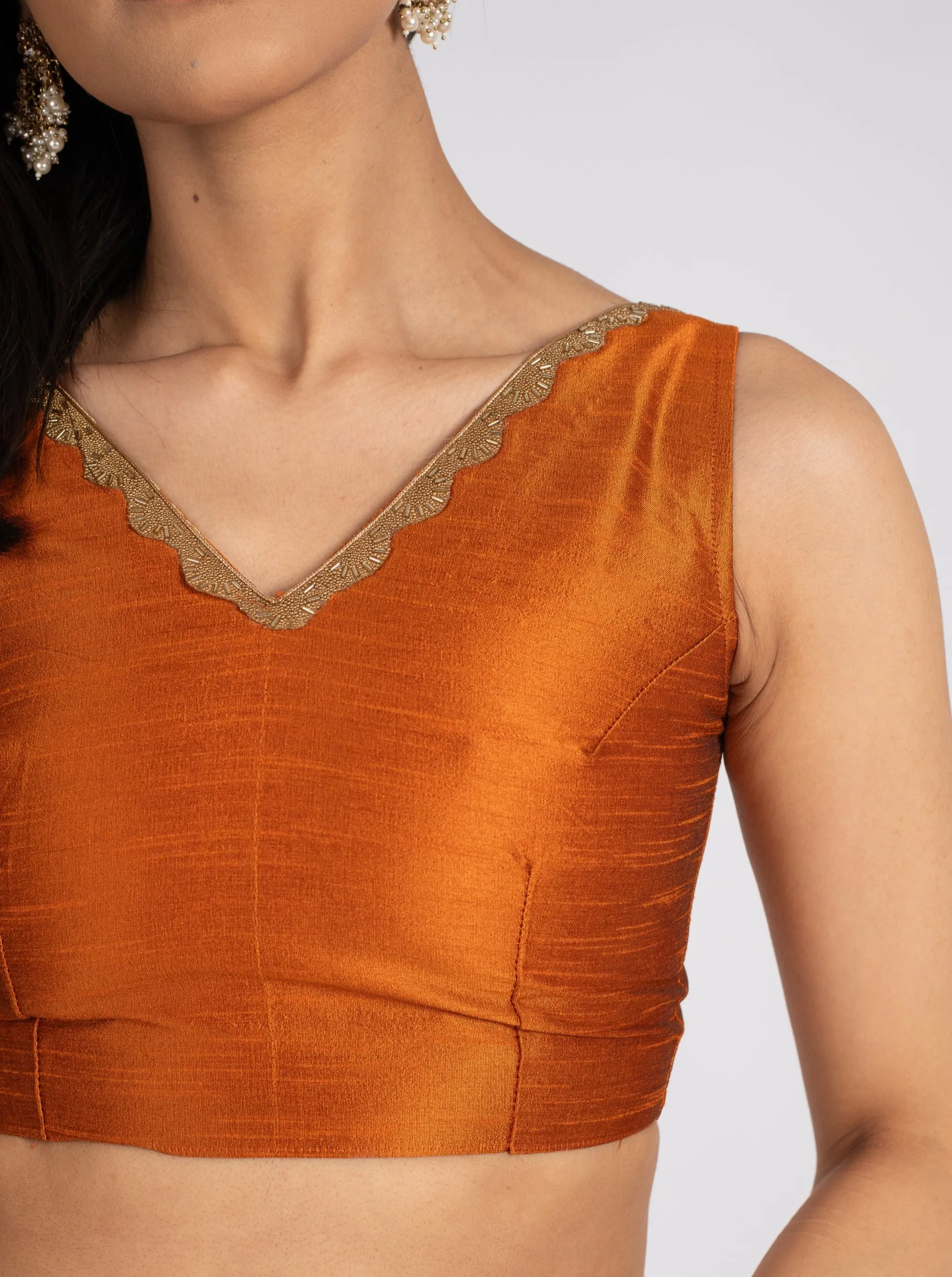 Burnt Orange Backless Blouse