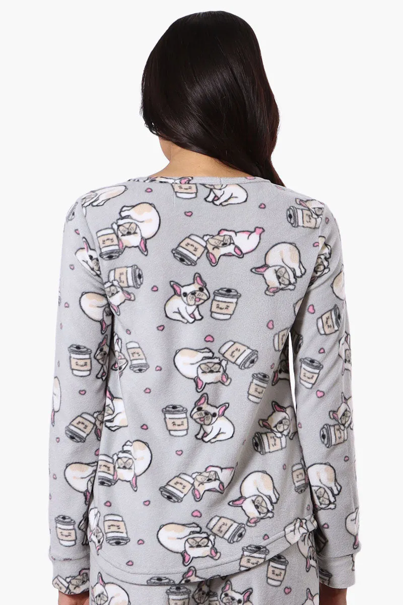 Canada Weather Gear Dog Pattern Pajama Top - Grey