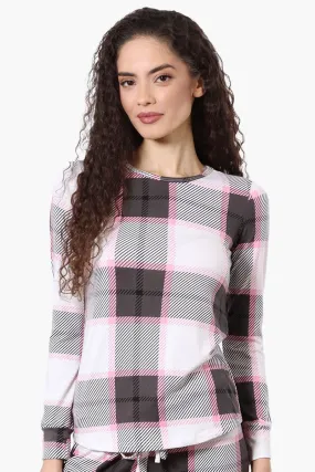 Canada Weather Gear Plaid Henley Pajama Top - White