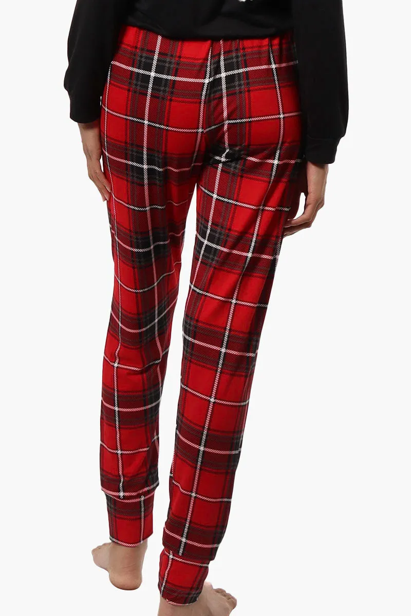 Canada Weather Gear Plaid Tie Waist Jogger Pajama Pants - Red