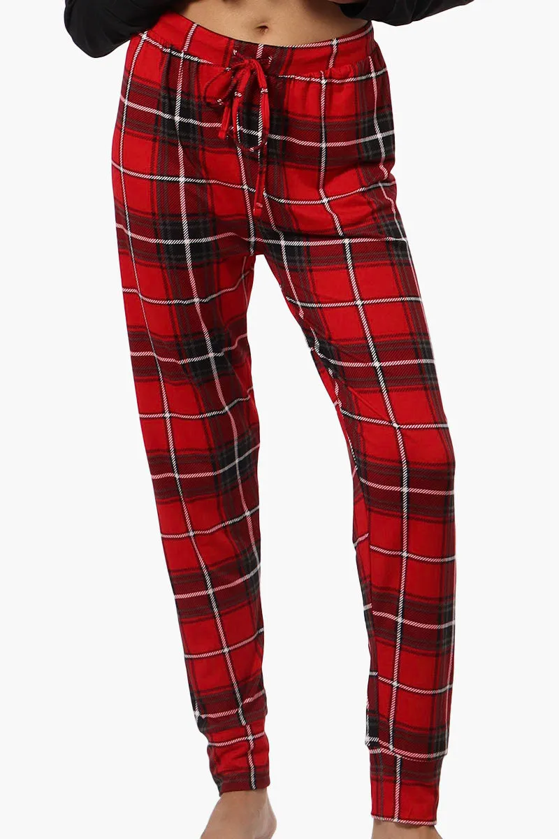 Canada Weather Gear Plaid Tie Waist Jogger Pajama Pants - Red