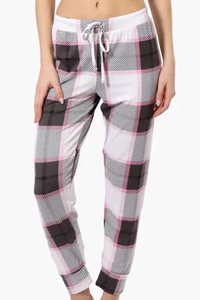 Canada Weather Gear Plaid Tie Waist Pajama Bottoms - White