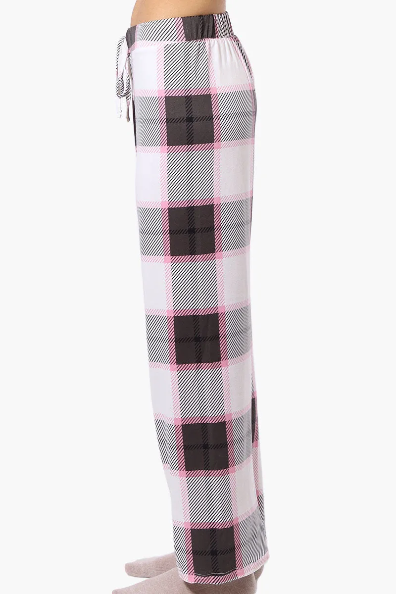 Canada Weather Gear Plaid Wide Leg Pajama Bottoms - White