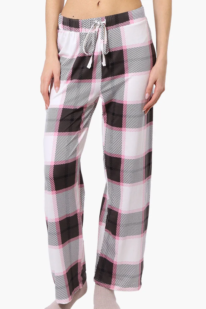 Canada Weather Gear Plaid Wide Leg Pajama Bottoms - White