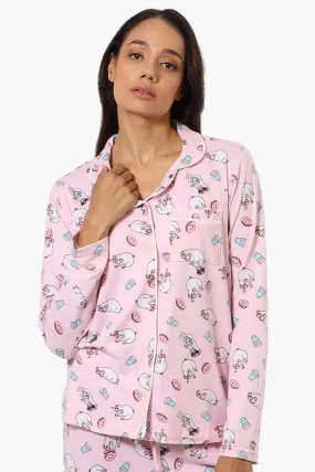 Canada Weather Gear Pug Pattern Button Down Pajama Top - Pink