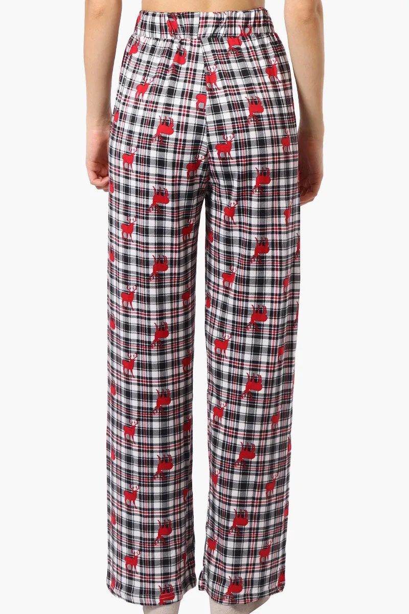 Canada Weather Gear Reindeer Pattern Wide Leg Pajama Pants - Multi