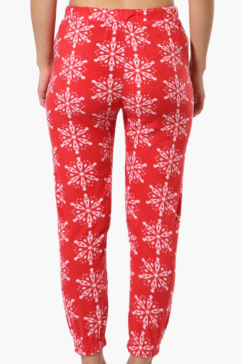 Canada Weather Gear Snowflake Pattern Fleece Pajama Bottoms - Red