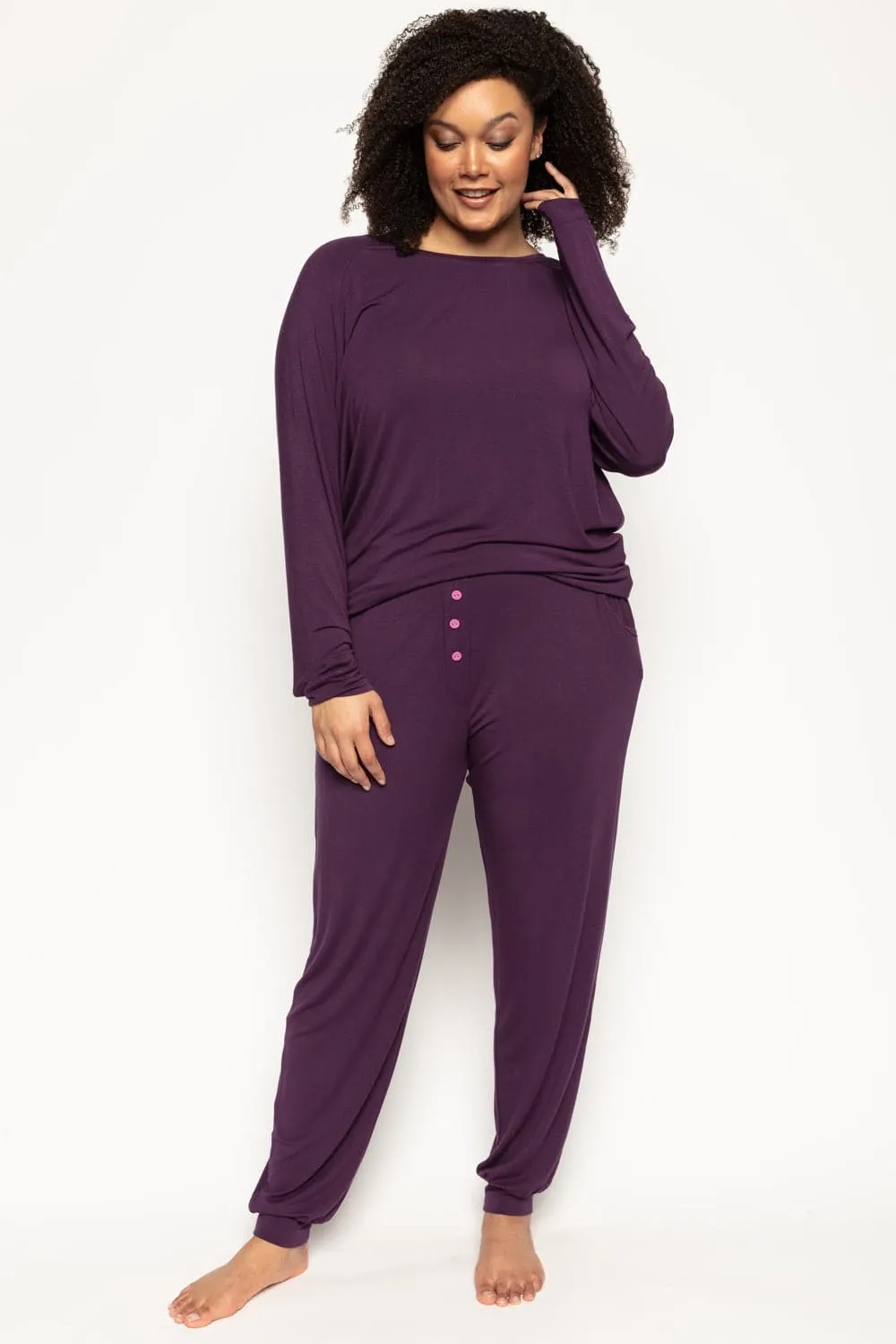 Clarissa Purple Jersey Pants, Size UK 10