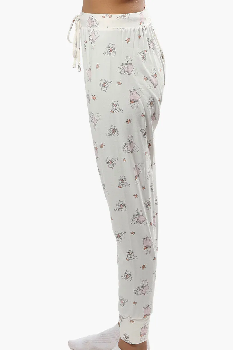 Cuddly Canuckies Pet Print Pajama Pants - White