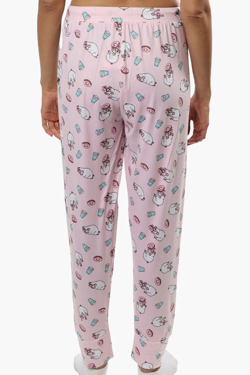 Cuddly Canuckies Pug Print Pajama Pants - Pink