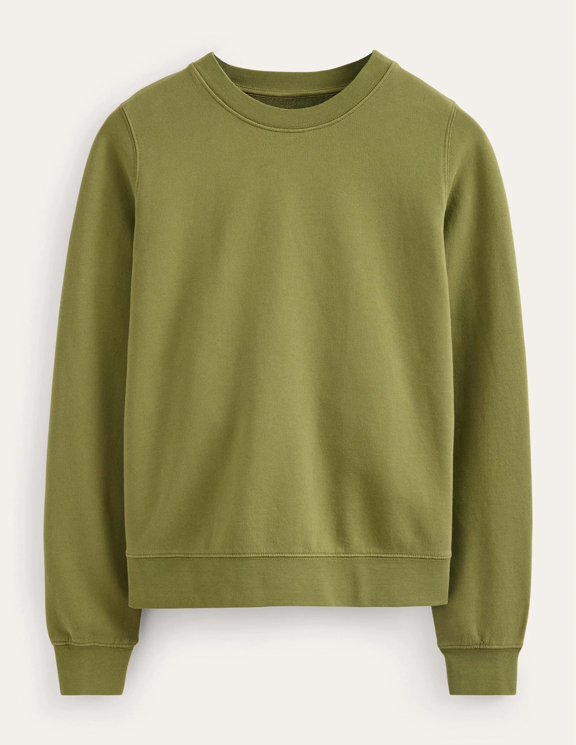 Deep Rib Boxy Sweatshirt-Green Olive