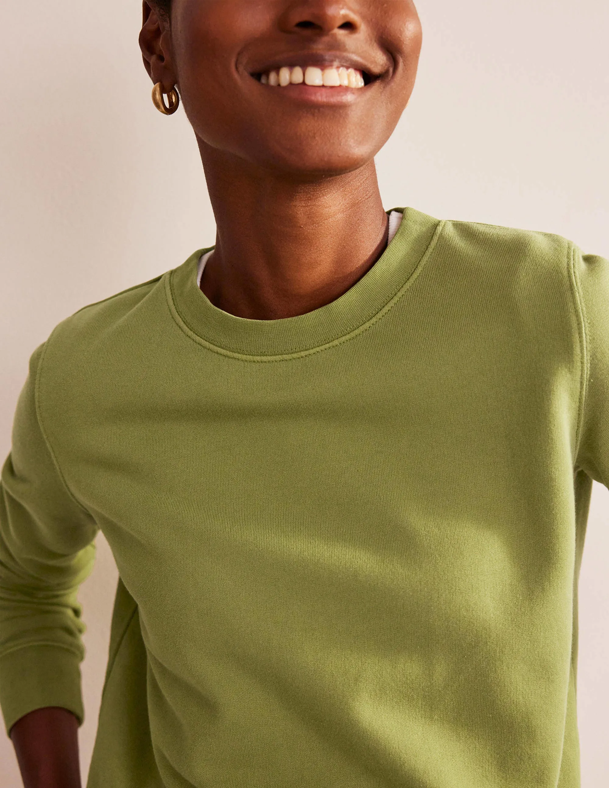 Deep Rib Boxy Sweatshirt-Green Olive