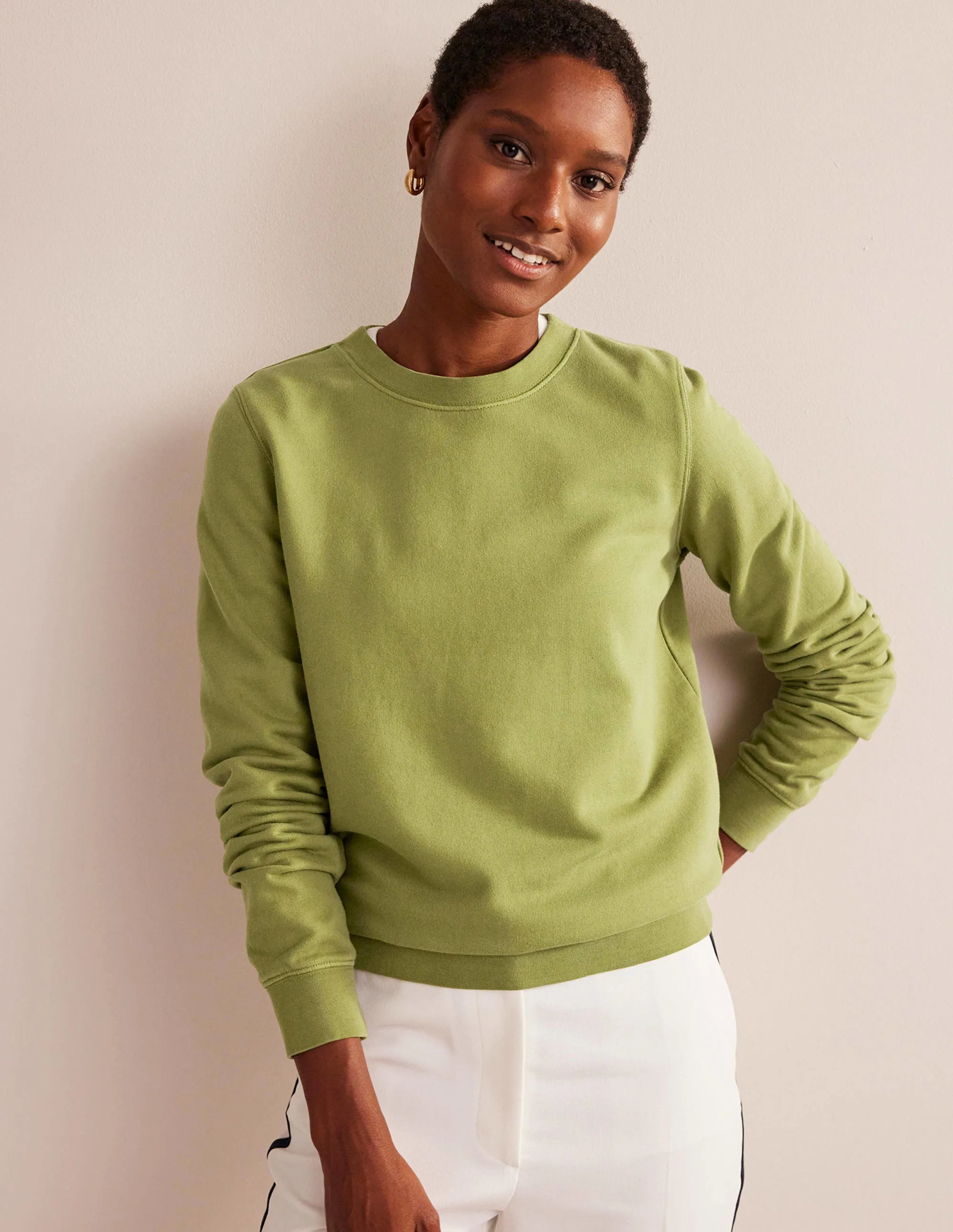 Deep Rib Boxy Sweatshirt-Green Olive