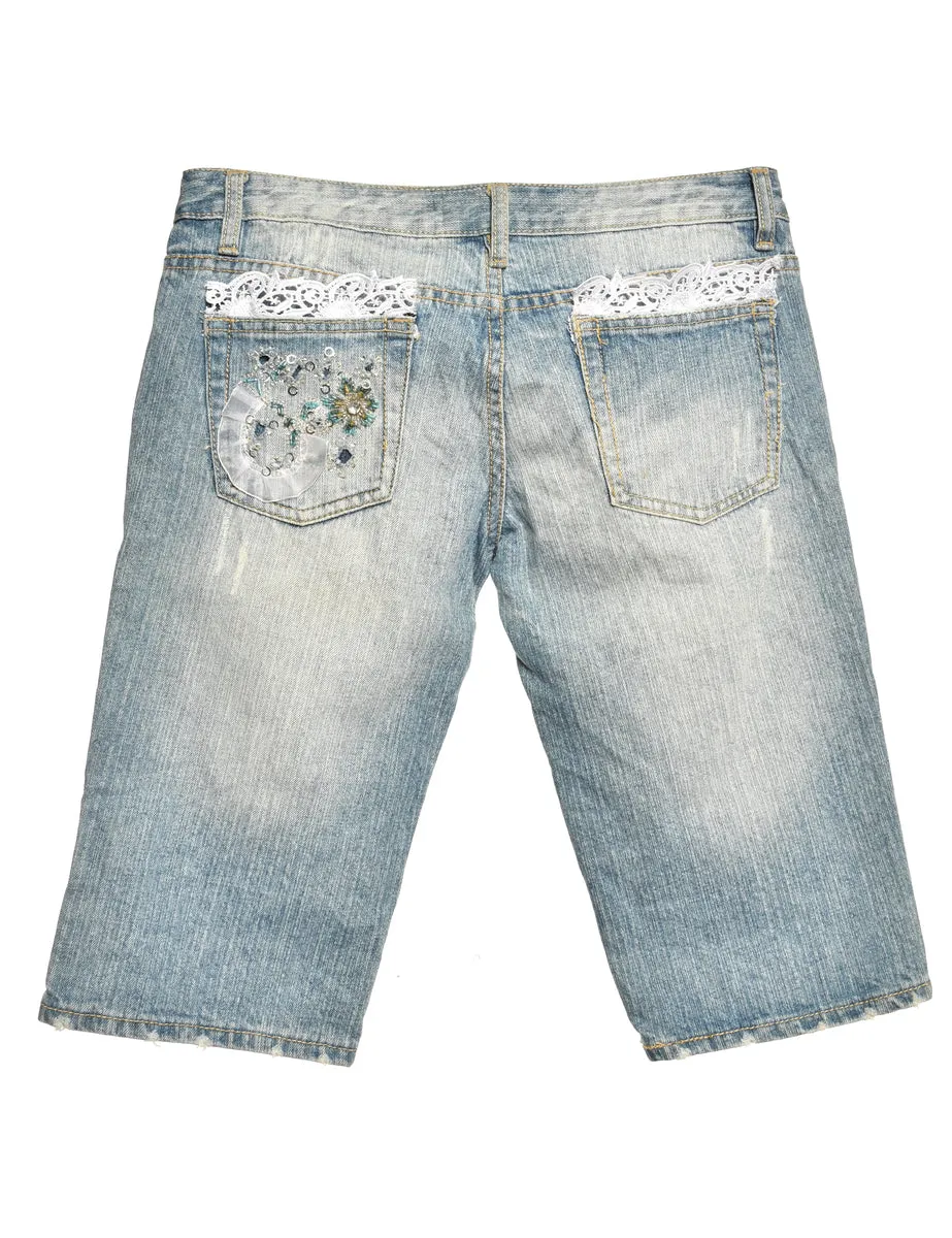 Embellished Denim Shorts - W30 L15