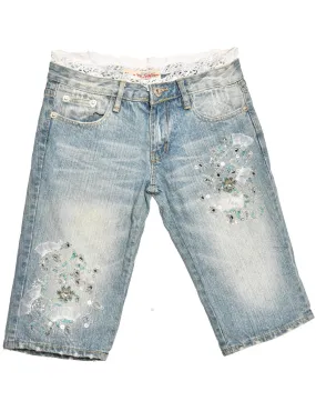 Embellished Denim Shorts - W30 L15