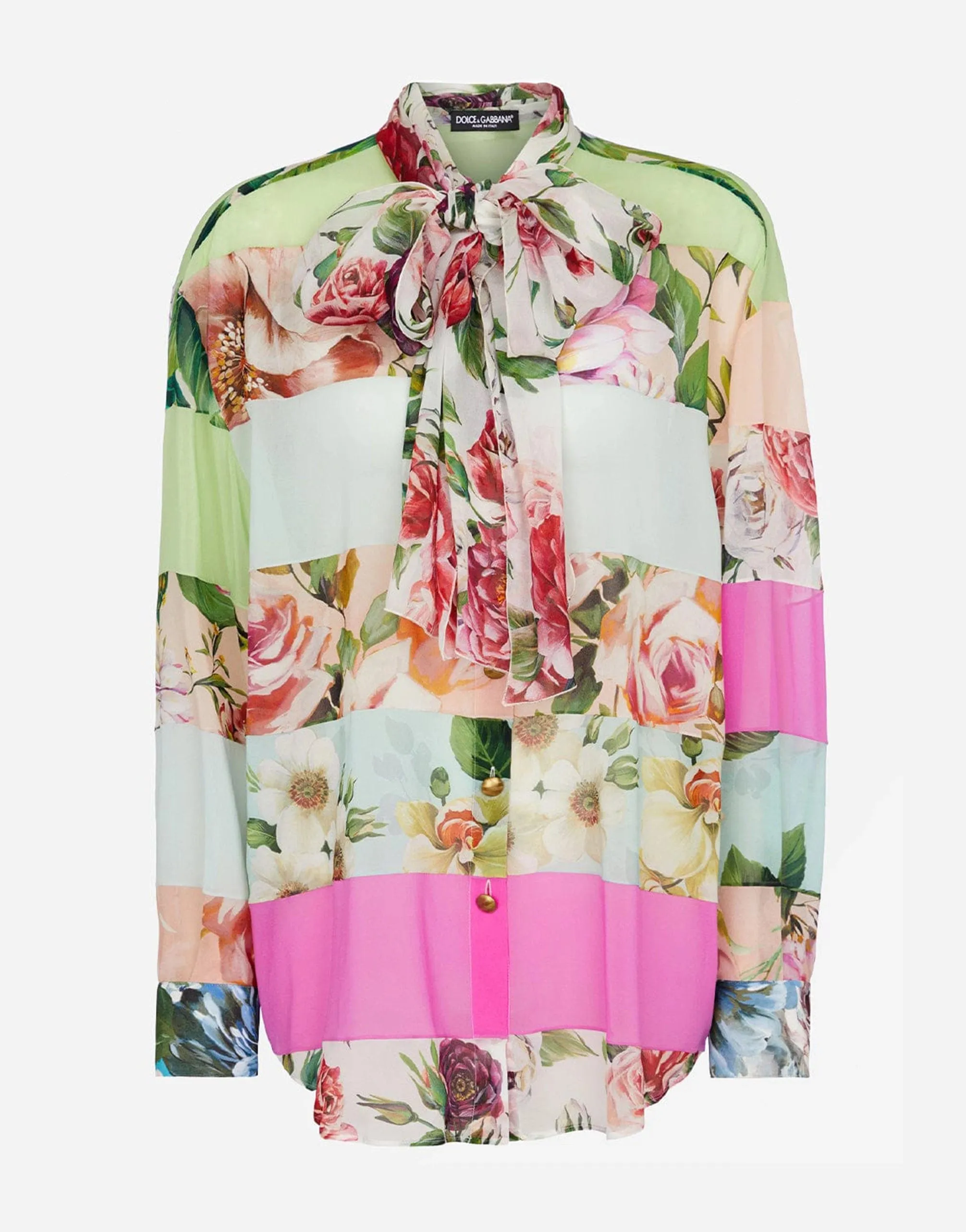 Floral Patchwork Silk Blouse