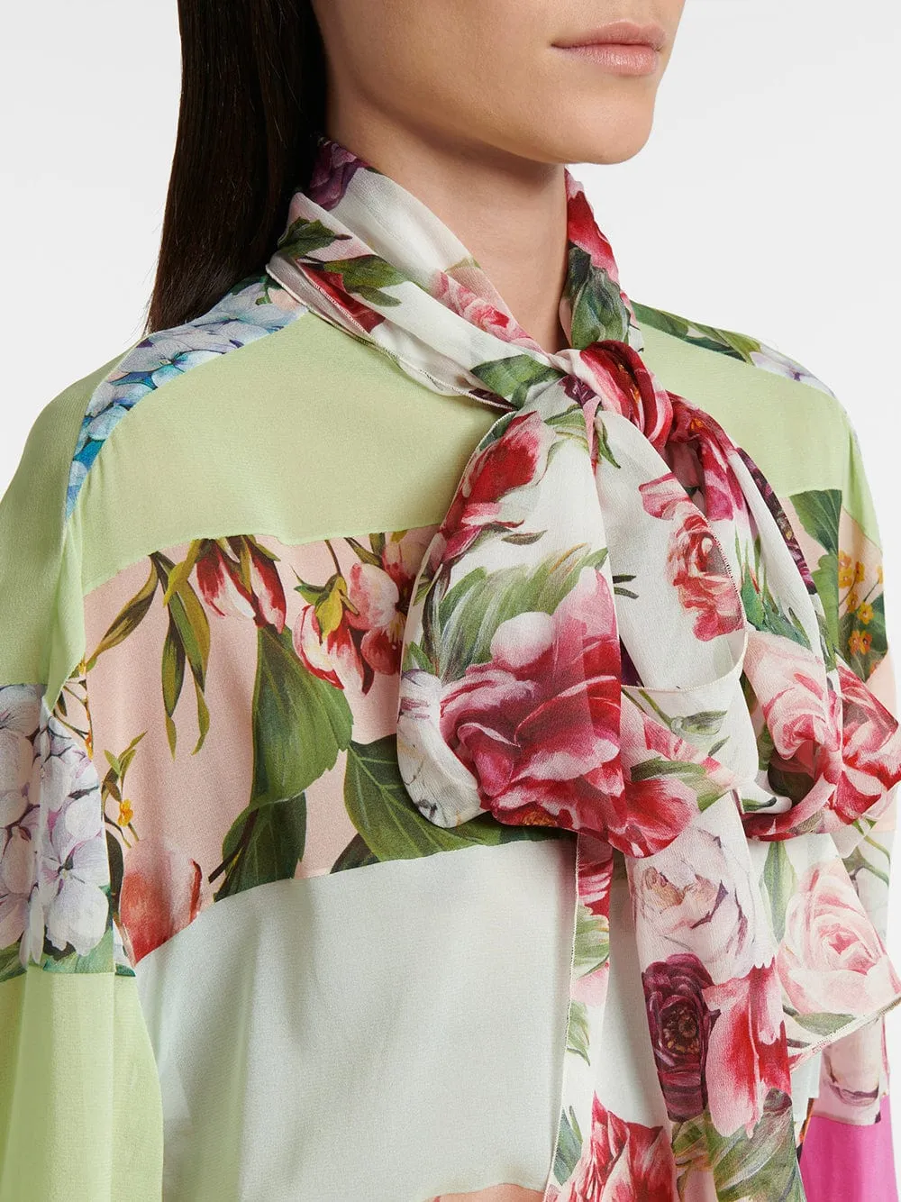 Floral Patchwork Silk Blouse