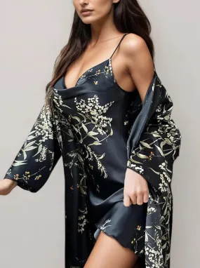 Four Seasons Floral Loungewear Robe Night Dress Set