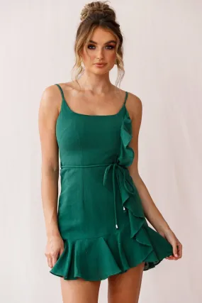 Hart Flowy Chiffon Mini Dress Forest Green