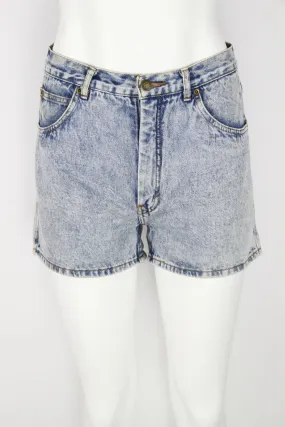 High waist acid wash light blue denim shorts - M