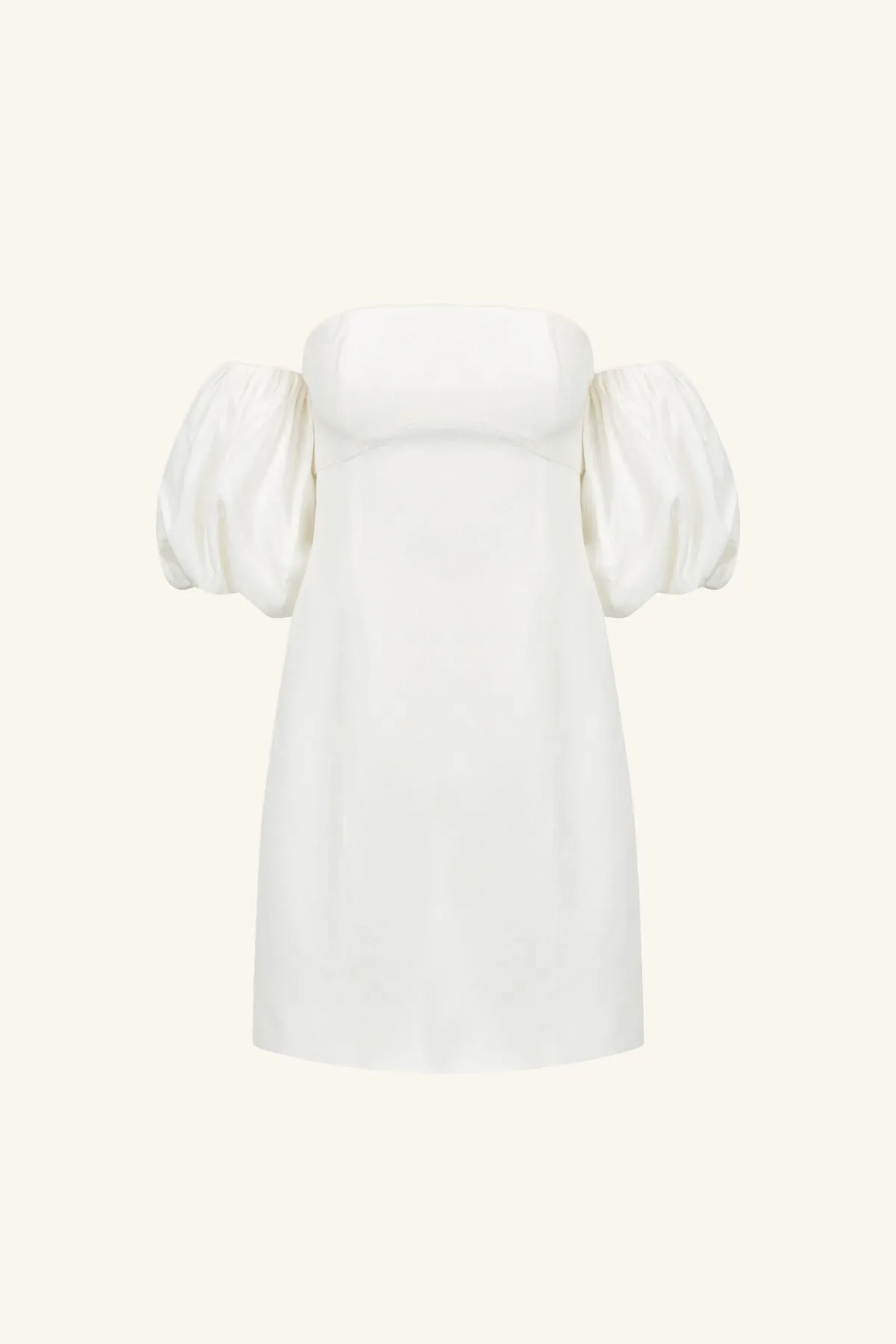 LA LUNE OTTO PUFF SLEEVE CONTOUR MINI DRESS - IVORY