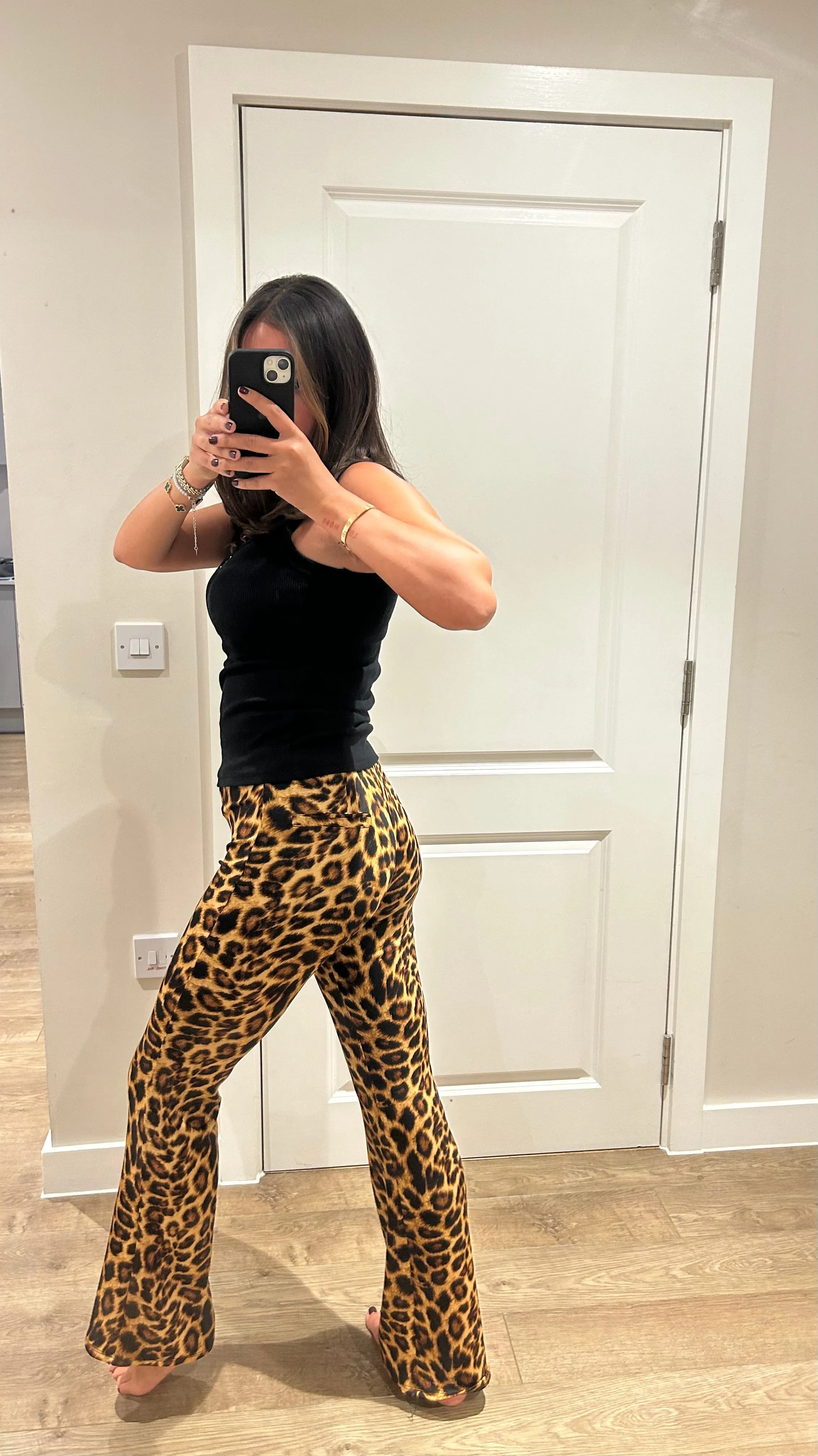 Leopard Scuba Flare Trousers