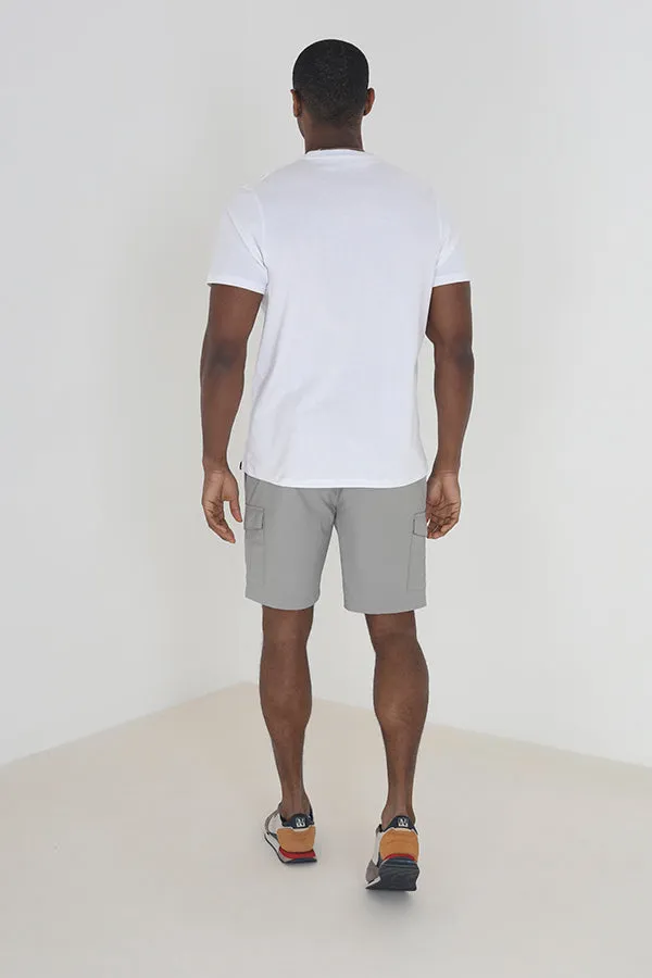 LIGHT GREY CARGO STYLE DRAWCORD TASLAN SHORTS