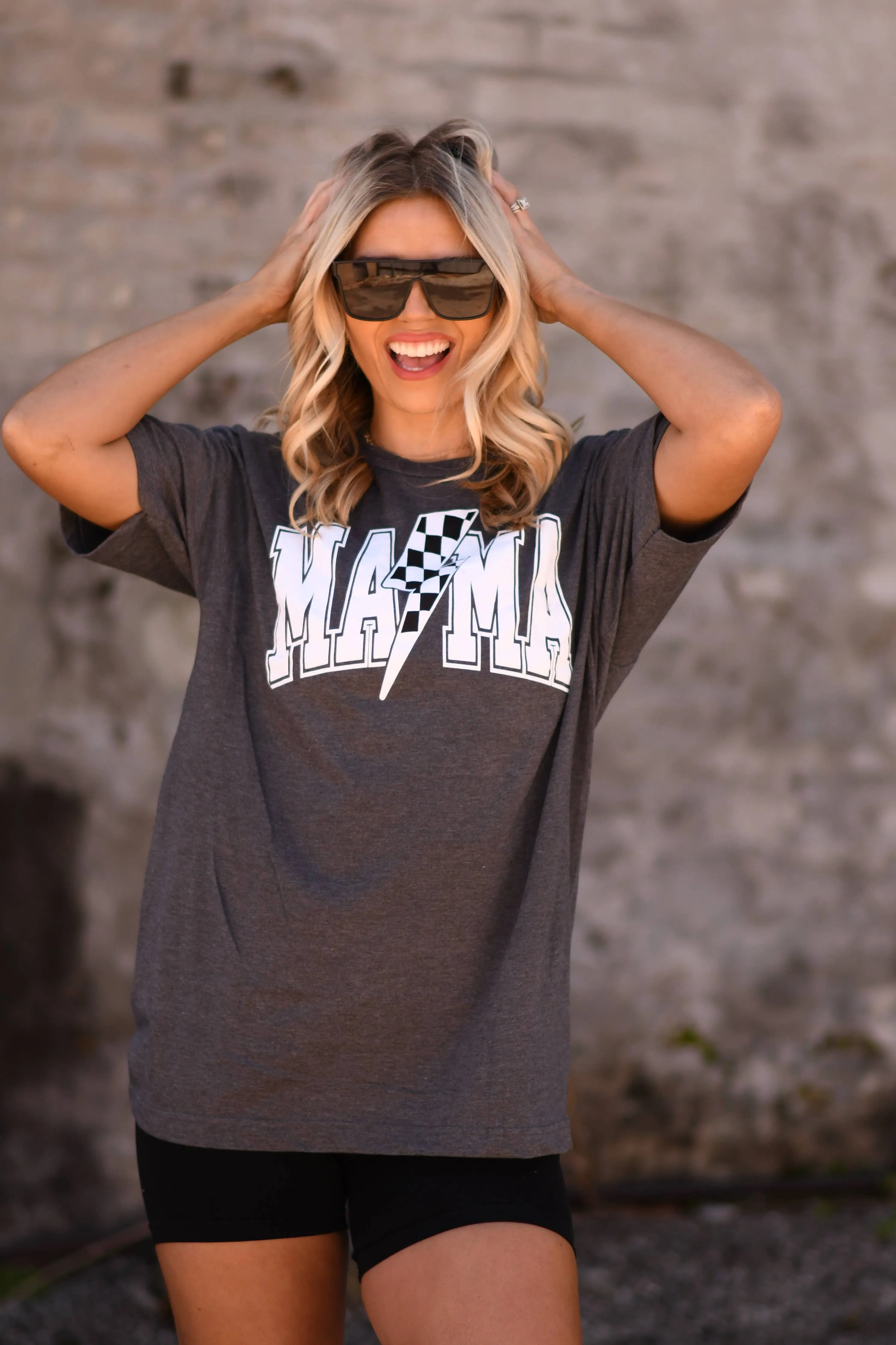 Mama Checkered Bolt Tee