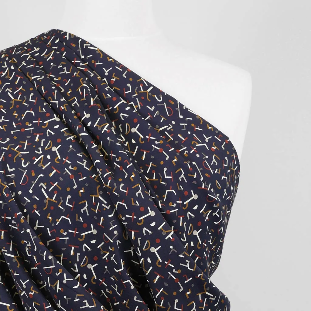 Monroe - Navy, Jumbled Woven Crepe Fabric