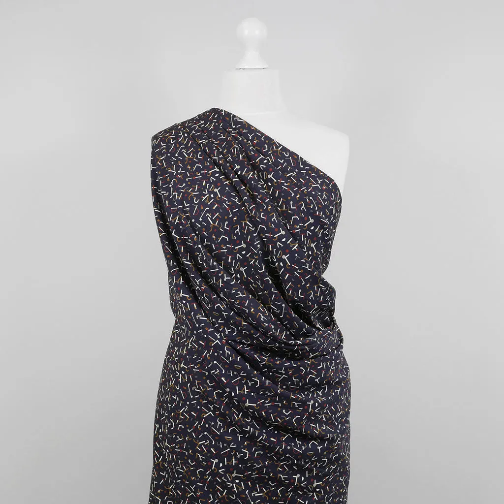 Monroe - Navy, Jumbled Woven Crepe Fabric