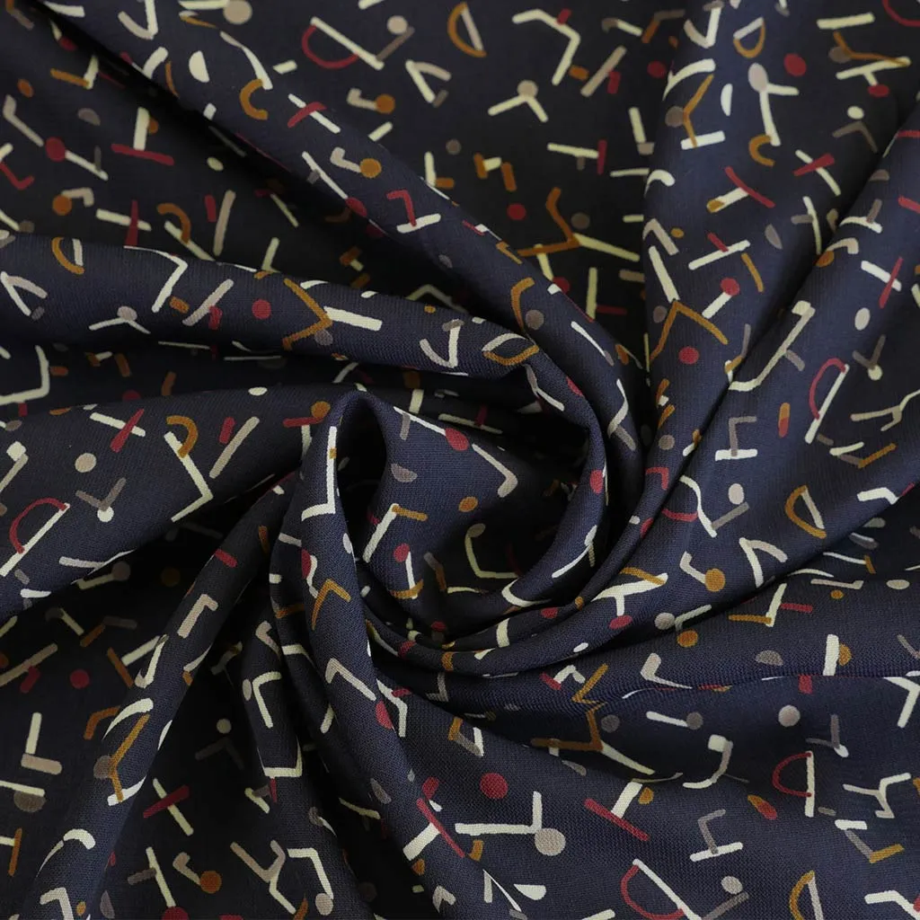 Monroe - Navy, Jumbled Woven Crepe Fabric