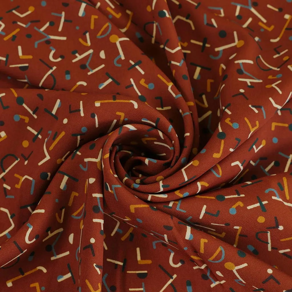 Monroe - Rust, Jumbled Woven Crepe Fabric - 1.4m Remnant