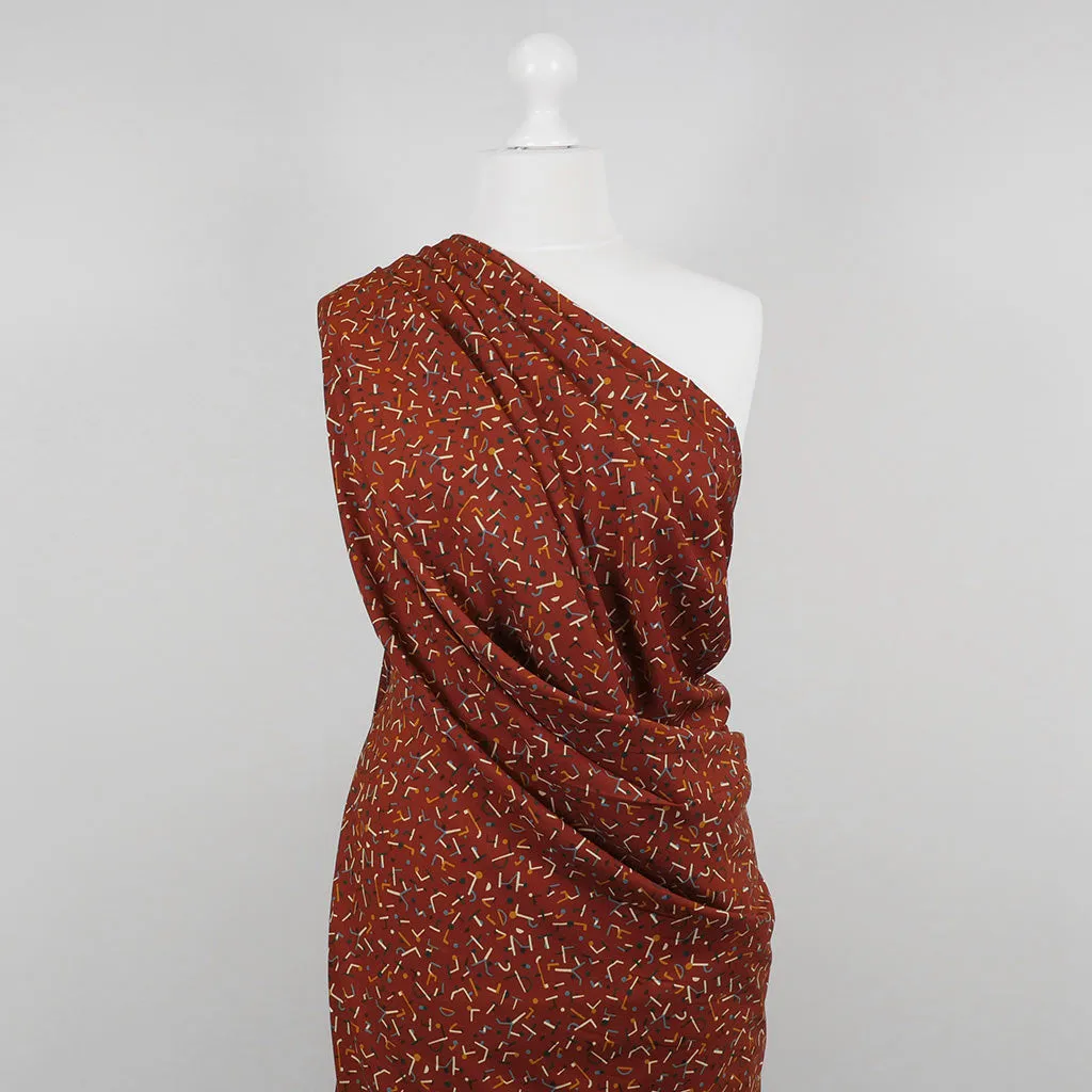 Monroe - Rust, Jumbled Woven Crepe Fabric - 1.4m Remnant