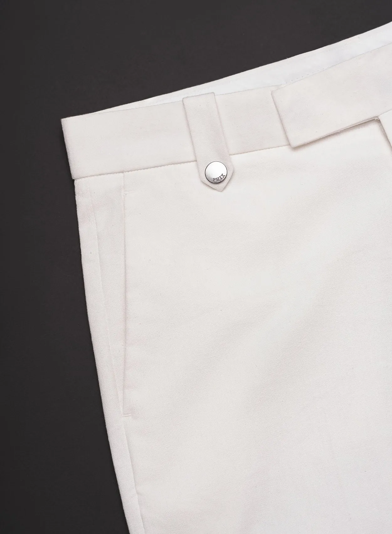 Off-White Cotton Linen Pin Belt Flare Trouser