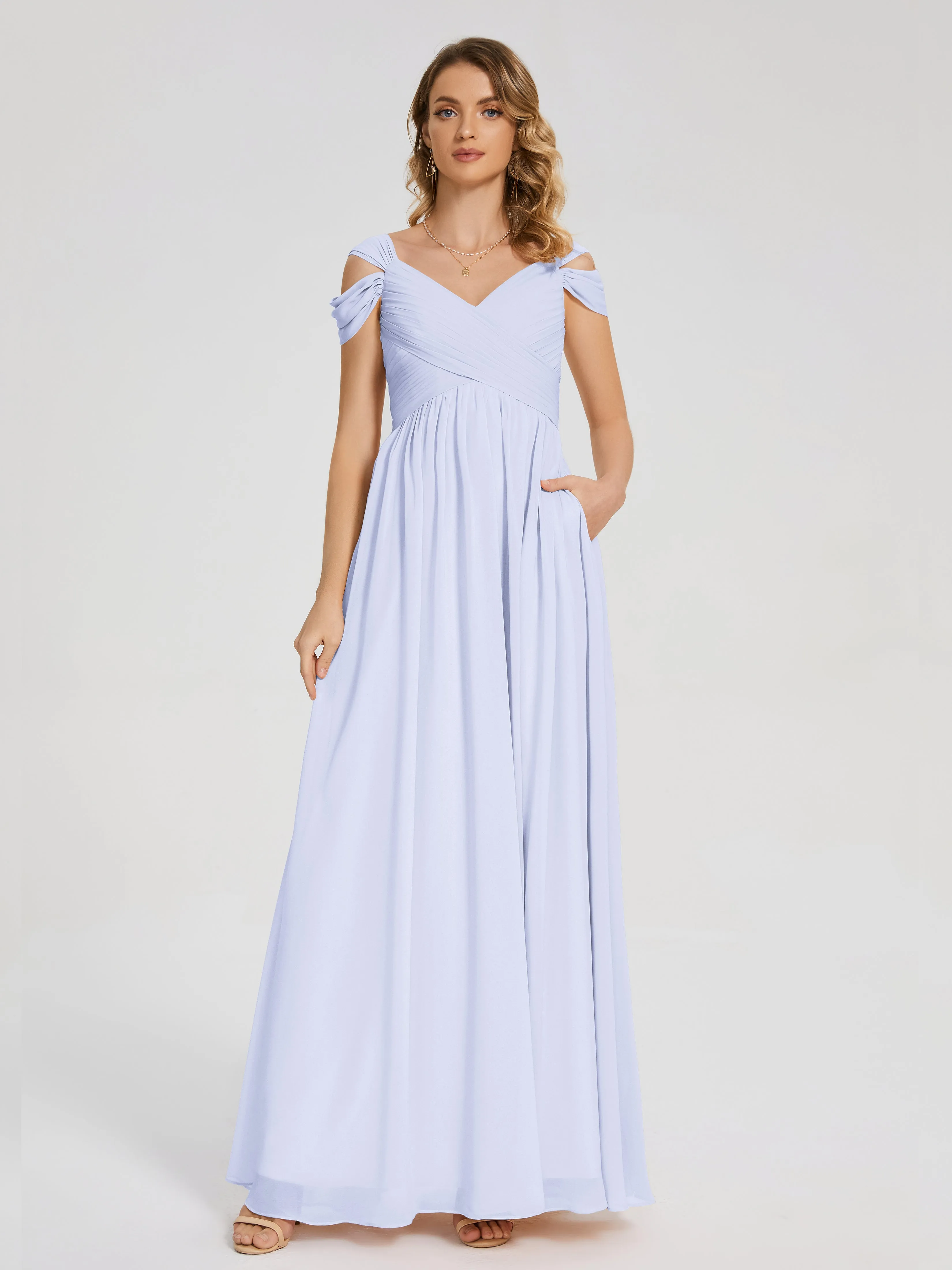 Pale Lavender Bridesmaid Dresses Charlee Flowy Split Chiffon Bridesmaid Dresses