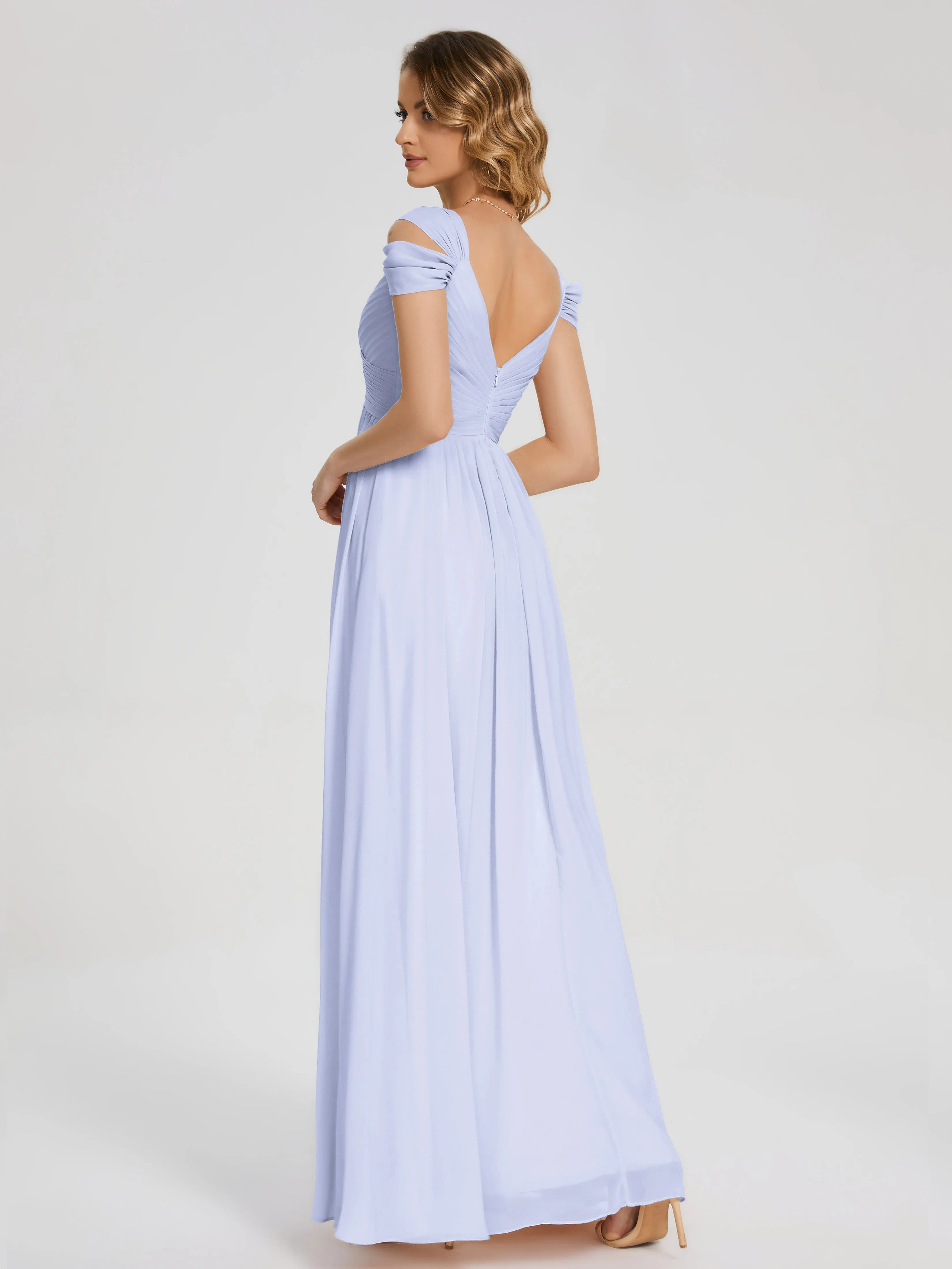 Pale Lavender Bridesmaid Dresses Charlee Flowy Split Chiffon Bridesmaid Dresses