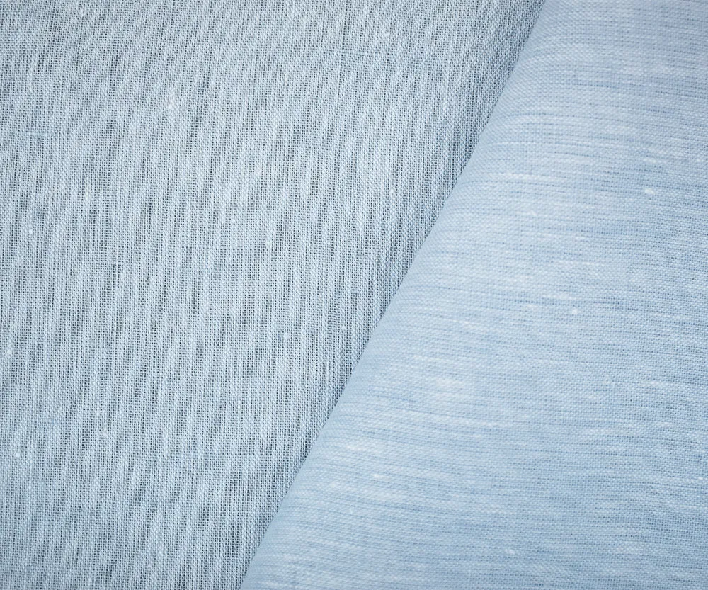 Pastel Blue-White Spence Bryson Texture Slub Irish Linen Chambray Fabric