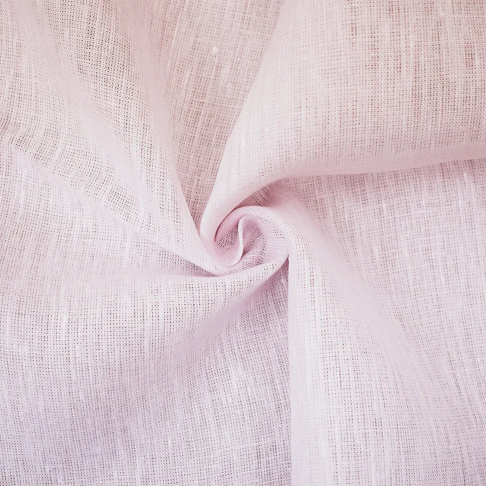 Pastel Pink-White Spence Bryson Texture Slub Irish Linen Chambray Fabric