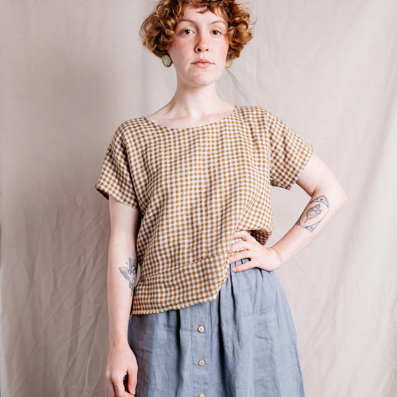 Pieces Top - 100% European Linen - Garden Gingham (Women S-L)