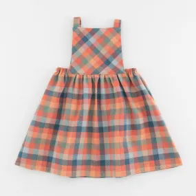 Pinafore Dress in Sunset Plaid