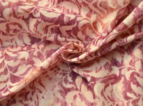 Pink & Cream Floral Pure Mul Mul Cotton Fabric