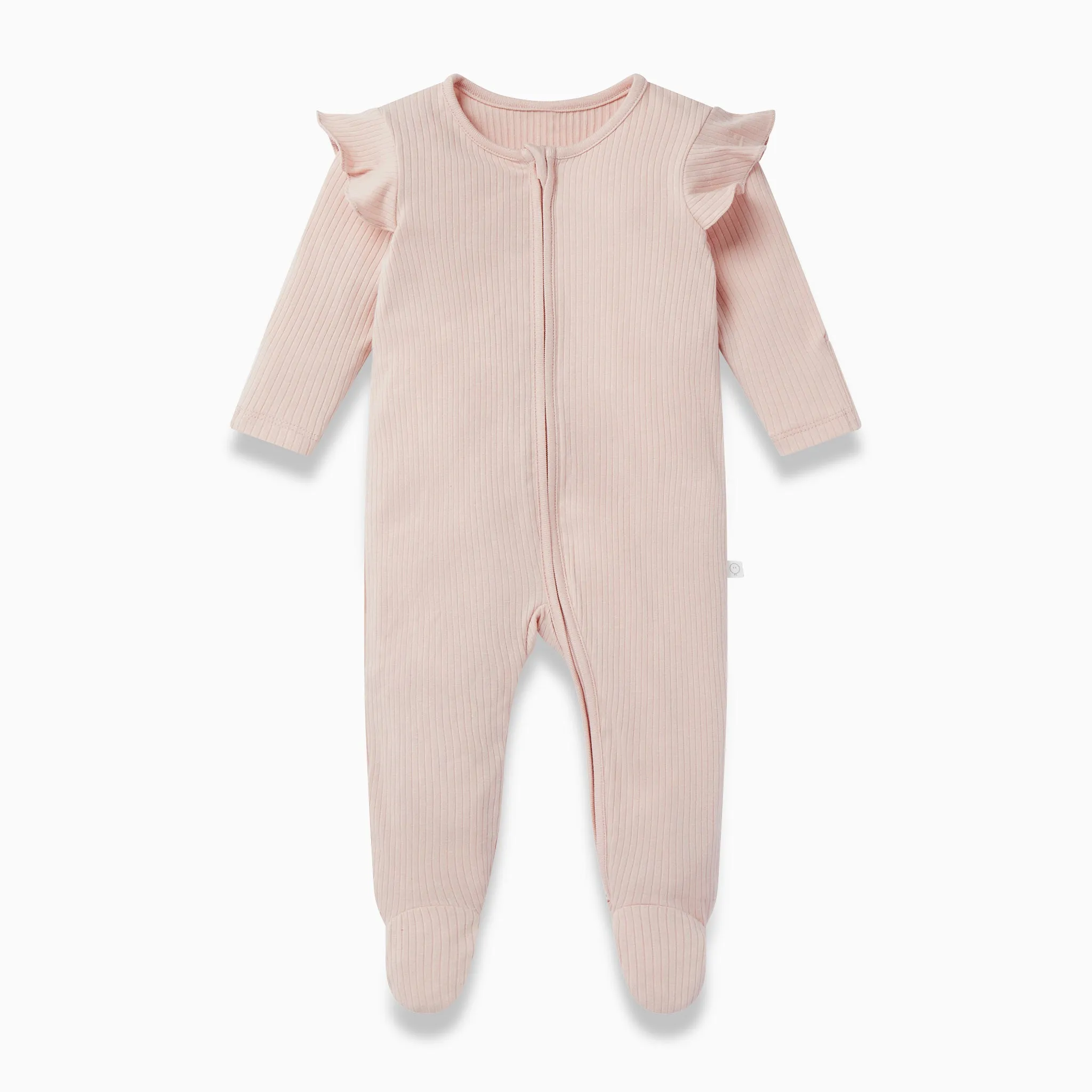 Ribbed Frill Clever Zip Baby Pajamas