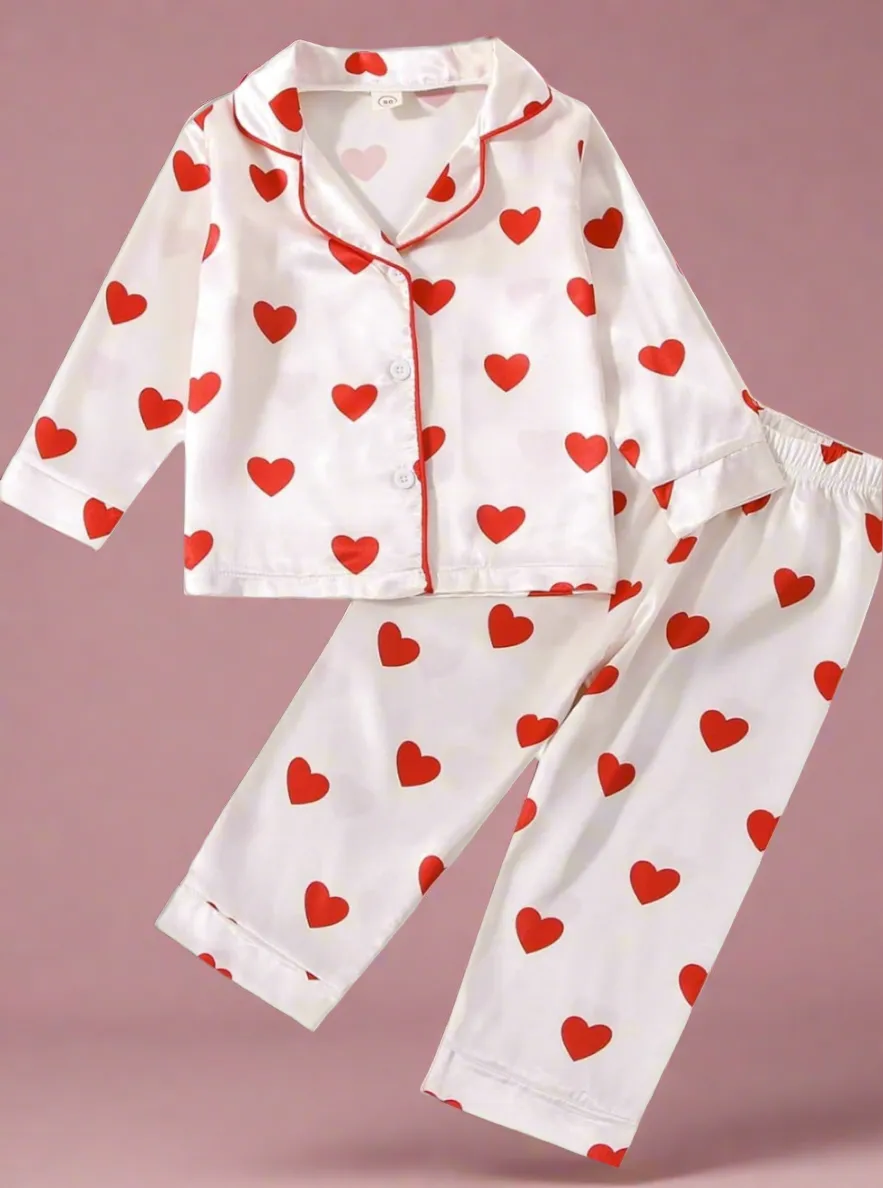 Satin Heart Pajamas for Toddlers