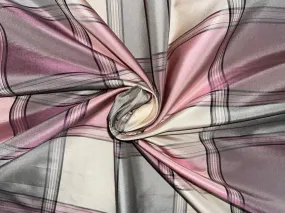 SILK TAFFETA FABRIC Light pastel PINKS AND GREYS  colour plaids 54 TAFC25[3]