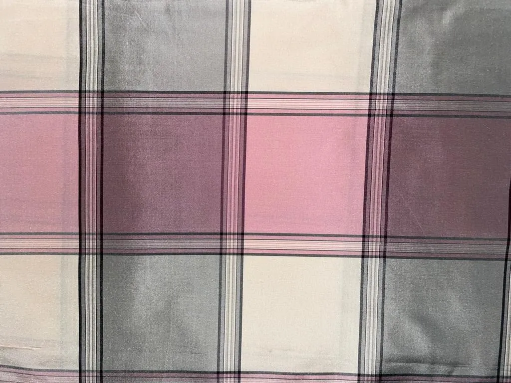 SILK TAFFETA FABRIC Light pastel PINKS AND GREYS  colour plaids 54 TAFC25[3]