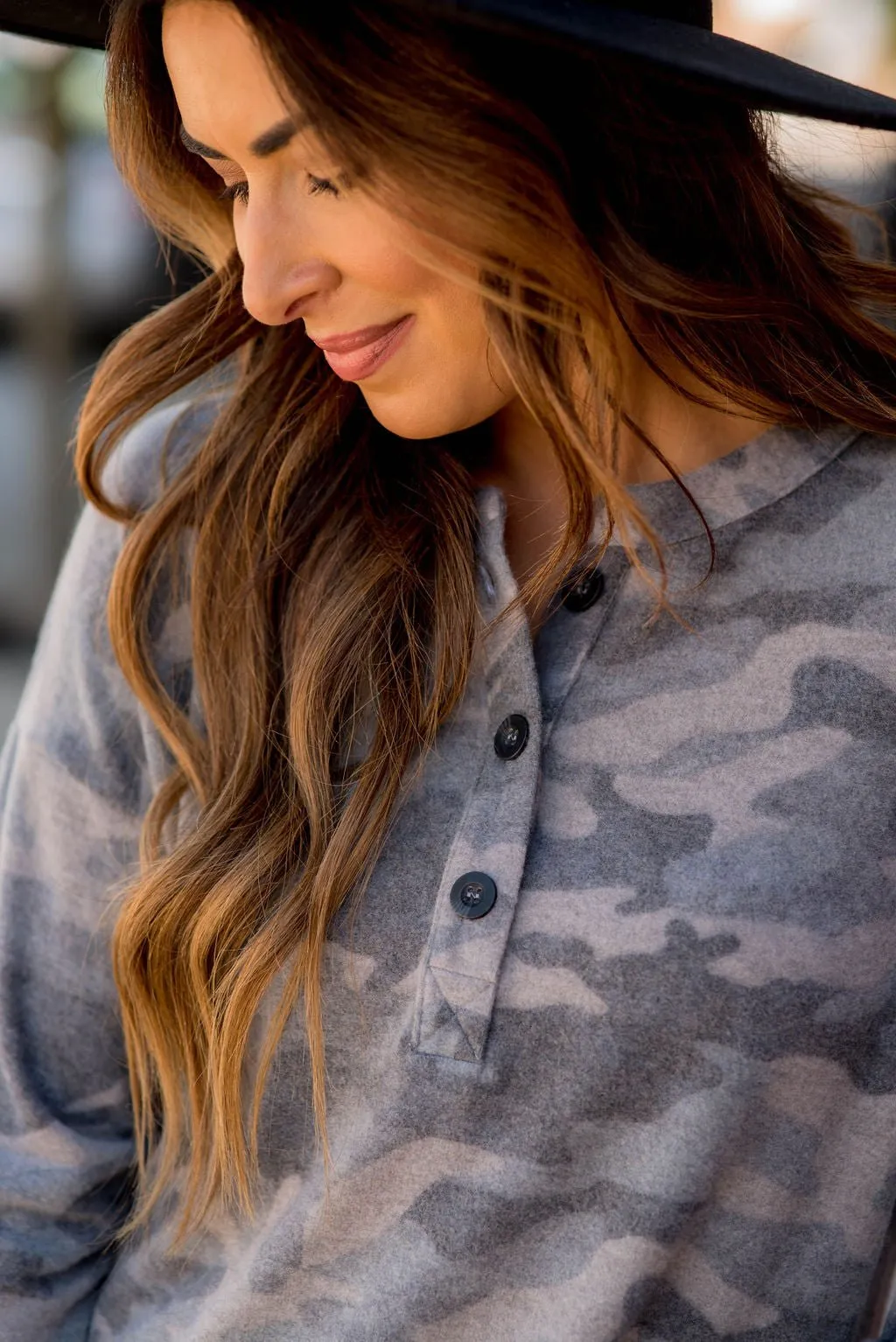 So Soft Camo Henley Tee